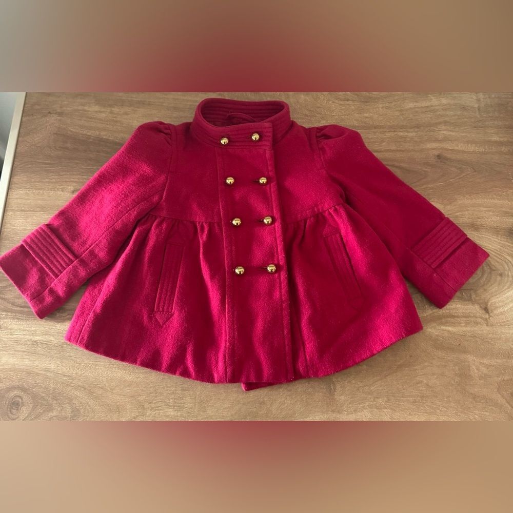 Baby Gap Toddler Pea Coat Wool Blend Size 2 Years Vintage Magenta